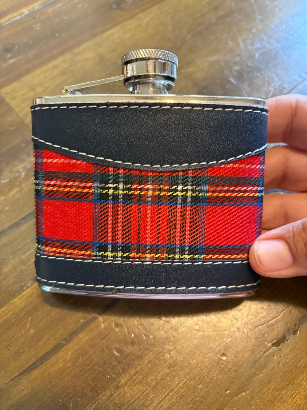 Whiskey Flask Stainless Steel Vibrant Royal Stewart Tartan Blue Red Plaid